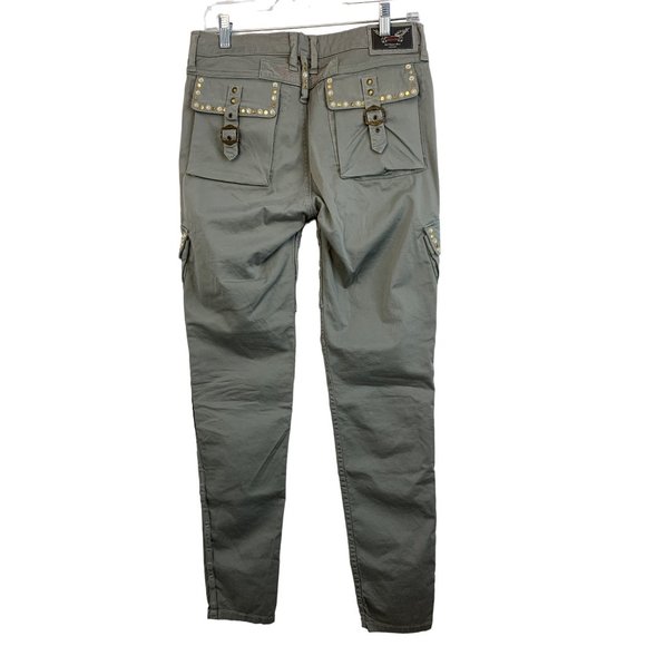 $435 Womens Robins Jeans Cargo Pants Wings Embellished Skinny Stretch Sz 27 6758 - Picture 2 of 13
